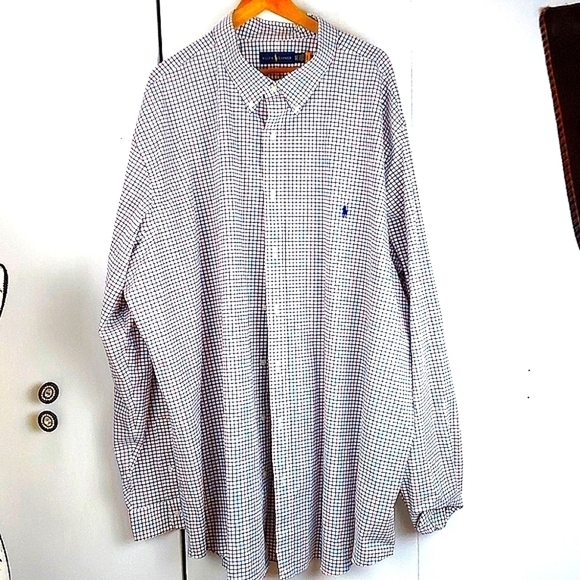 Ralph Lauren Mens Red,white,Blue Checked Dress Shirt Preppy Sz.4XLT - Picture 1 of 9